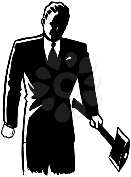 Royalty Free Clipart Image of a Man With an Axe
