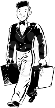 Royalty Free Clipart Image of a Bellboy