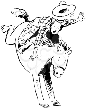 Royalty Free Clipart Image of a Bronco Rider