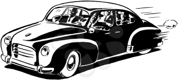 Royalty Free Clipart Image of a Carpool