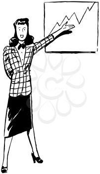 Royalty Free Clipart Image of a Lady With a Chart