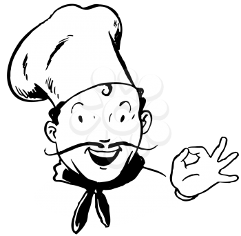 Royalty Free Clipart Image of a Chef Making a Hand Gesture