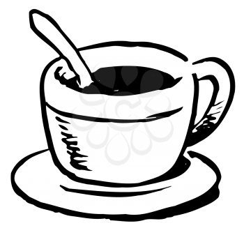 Royalty Free Clipart Image of Coffee in a Cup With a Spoon