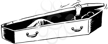 Royalty Free Clipart Image of a Coffin Opening