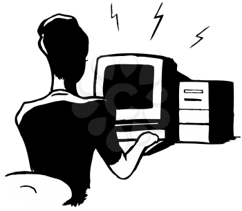 Royalty Free Clipart Image of a Woman Working at a Computer