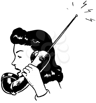 Royalty Free Clipart Image of an Archaic Cordless Phone