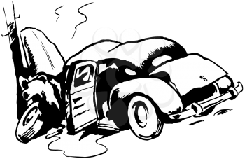 Royalty Free Clipart Image of an Automobile Wreck