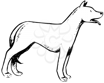 Royalty Free Clipart Image of a Standing Dog