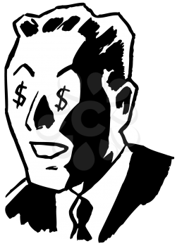 Royalty Free Clipart Image of a Man With Dollar Signs in His Eyes