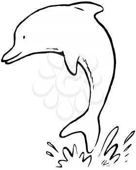 Royalty Free Clipart Image of a Dolphin Leaping Out of the Water