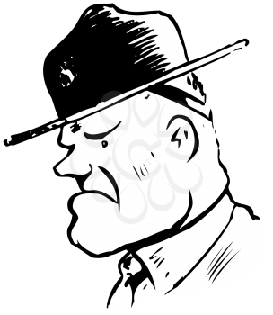 Royalty Free Clipart Image of a Drill Sergeant