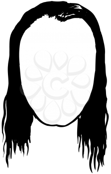 Royalty Free Clipart Image of a Blank Face With Scary Hair