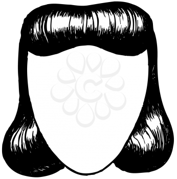 Royalty Free Clipart Image of a Blank Face and a 1930-1940 Style Hairdo