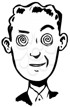 Royalty Free Clipart Image of a Guy With Crazy Eyes
