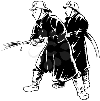 Royalty Free Clipart Image of Firefighters at Work