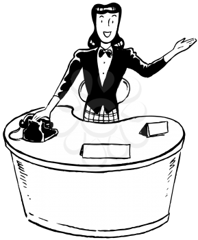 Royalty Free Clipart Image of a Woman at a Front Desk