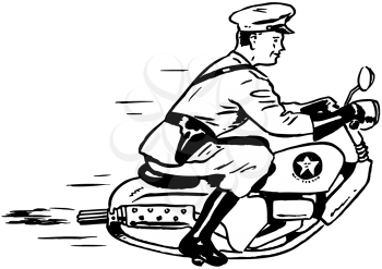 Royalty Free Clipart Image of a Futuristic Cop