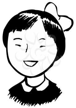 Royalty Free Clipart Image of a Girl With a Bow