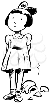 Royalty Free Clipart Image of a Girl in Trouble