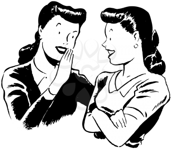 Royalty Free Clipart Image of Two Women Gossiping