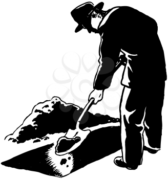 Royalty Free Clipart Image of a Grave Digger