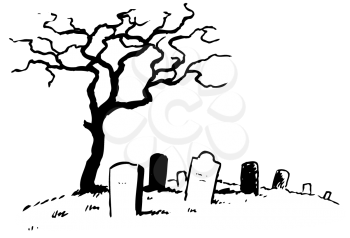 Royalty Free Clipart Image of a Cemetery