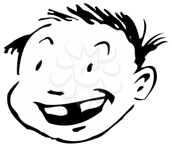 Royalty Free Clipart Image of a Smiling Boy With a Missing Tooth