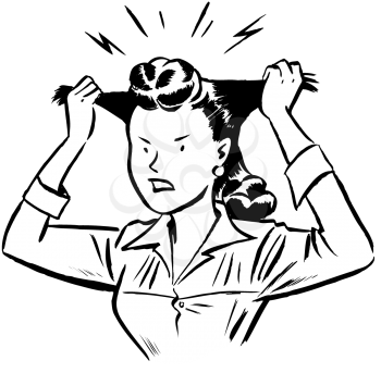 Royalty Free Clipart Image of a Woman Pulling Out Her Hair