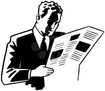 Royalty Free Clipart Image of a Man Reading the Newspaper