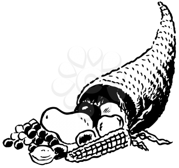Royalty Free Clipart Image of a Horn of Plenty