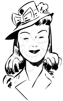 Royalty Free Clipart Image of a 1940's Woman