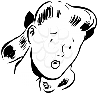 Royalty Free Clipart Image of a Woman Pursing Her Lips