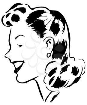 Royalty Free Clipart Image of a Woman With a 1940's Hairstyle