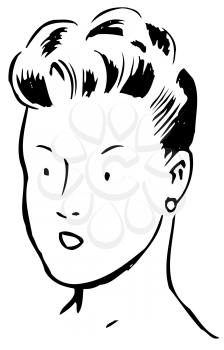 Royalty Free Clipart Image of a Lady With an Updo
