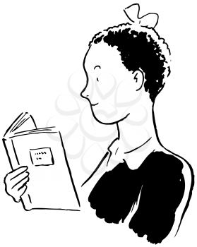 Royalty Free Clipart Image of a Lady Reading