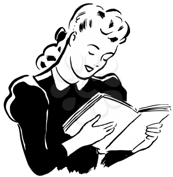 Royalty Free Clipart Image of a Woman Reading a Book