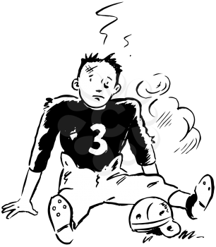 Royalty Free Clipart Image of a Football Player on the Ground