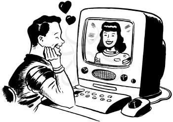 Royalty Free Clipart Image of Computer Dating