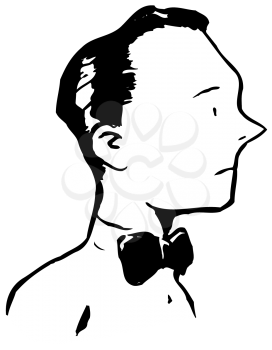 Royalty Free Clipart Image of a Young Man Wearing a Bow Tie