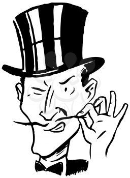 Royalty Free Clipart Image of a Villain in a Top Hat