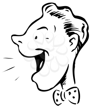 Royalty Free Clipart Image of a Laughing Man Wearing a Bow Tie