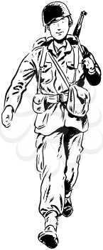 Royalty Free Clipart Image of a Marching Soldier