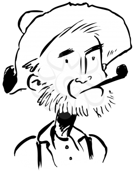 Royalty Free Clipart Image of
an Old Prospector Smoking a Pipe