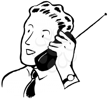 Royalty Free Clipart Image of a Man Talking on a Cell Phone