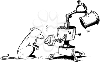 Royalty Free Clipart Image of a Robotic Mousetrap
