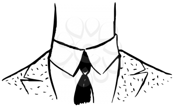 Royalty Free Clipart Image of a Speckled Jacket, White Shirt and Black Tie