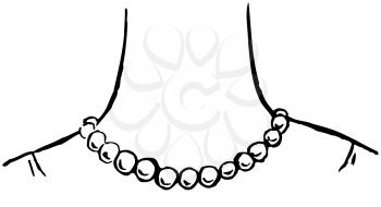 Royalty Free Clipart Image of a Neckline With a Pearl Necklace