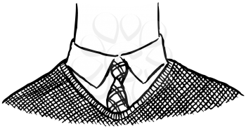 Royalty Free Clipart Image of a Neck in a Tie and Vest