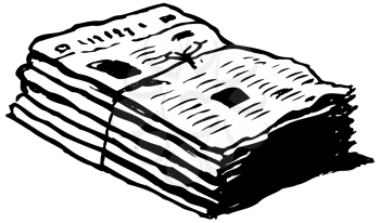Royalty Free Clipart Image of a Bundle of Newspapers