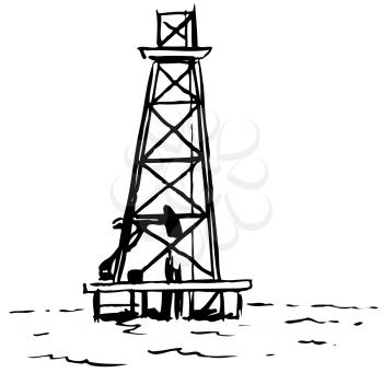 Royalty Free Clipart Image of Offshore Oil Riggings